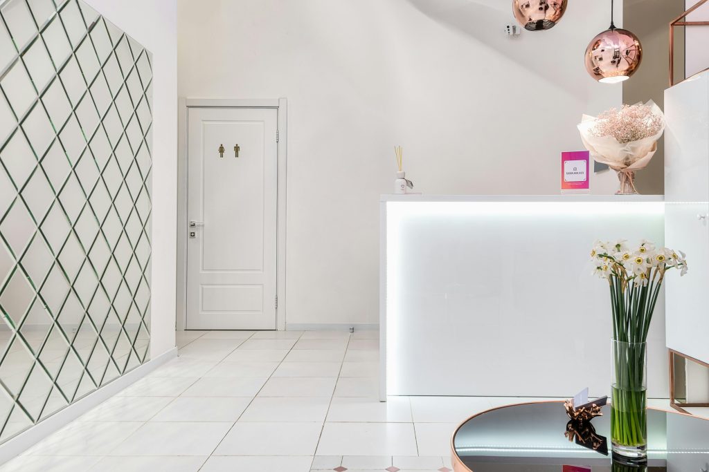 white marble floor, professionally restored and polished