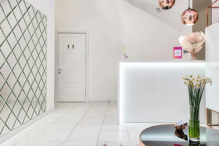 white marble floor, professionally restored and polished